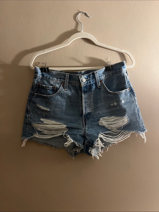 Levi's Pants - Levi's 501 Distressed Light Blue Denim Cutoff Shorts